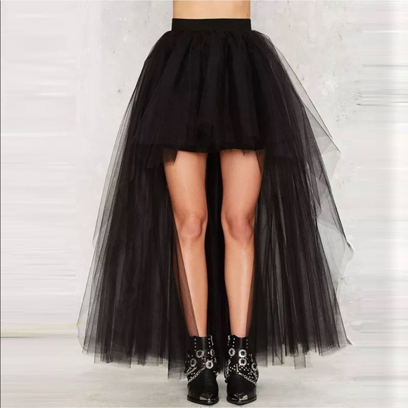 Black tulle high low skirt prom cover up dress NWT - Picture 2 of 4